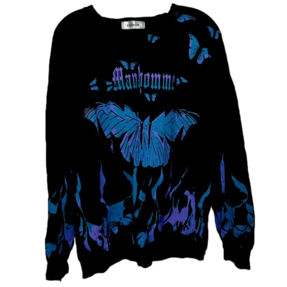 Black Crewneck With Purple/Blue Graphics - Picture 2 of 4